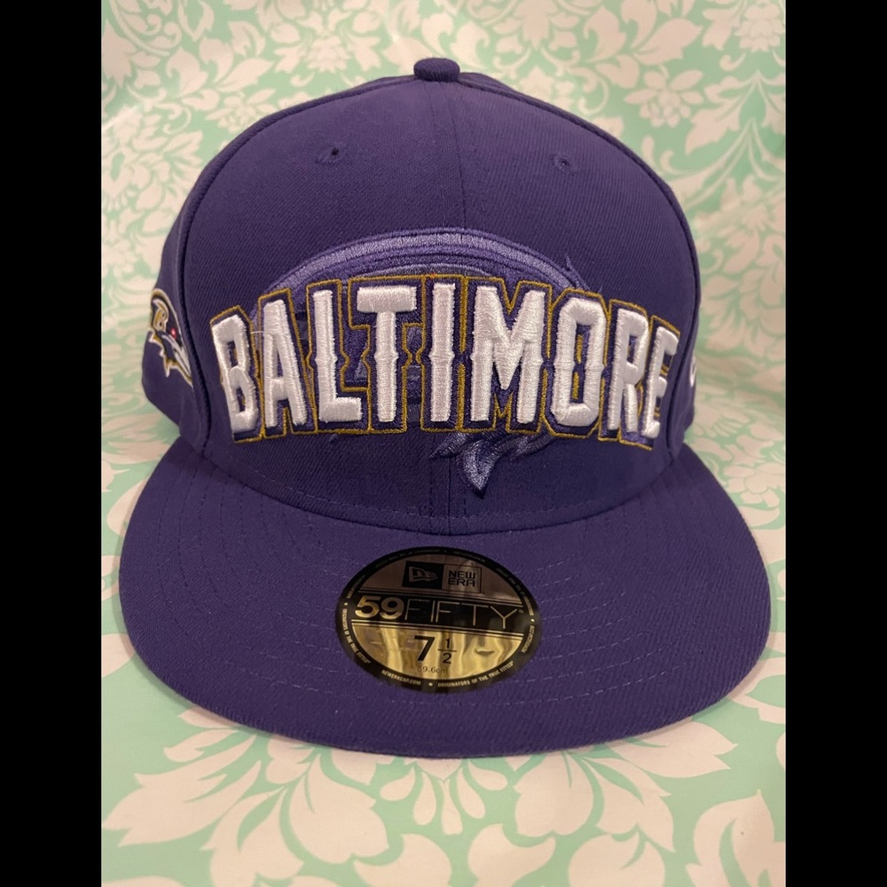 Mens new era Baltimore ravens fitted hat sz 71/2
